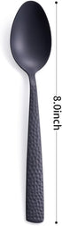 Matte Black Dinner Spoon Set of 6, FULLYWARE 8.0 inches Stainless Steel Black Silverware, Satin Finish