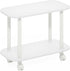 2-Tier Furinno Turn-N-Tube Side Table, Oval Sofa End Table with Wheels, Round Corner Night Stand, Bedside Table