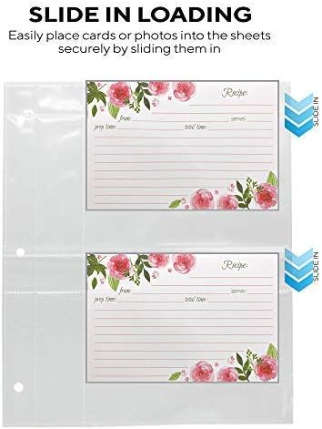 Recipe Card Protectors: Refill Sheets for 3 Ring Binders, Holds 4 x 6-Inch Pockets, 50 Pack