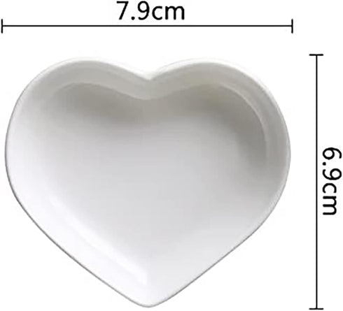 Heart-shaped Multipurpose Ceramic Sauce Dish - Seasoning Dishes Sushi Dipping Bowl Appetizer Plates (Set of 4)