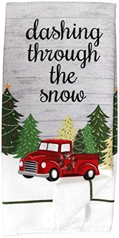 Vintage Truck/Christmas 5 Piece Bundle Package, Oven Mitt, Kitchen Towels, Pot Holders