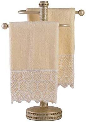 Creative Scents Fingertip Towels Set of 4 for Bathroom (11x18 inches), Soft Velour Finish, Gorgeous Lace Trim, 100%