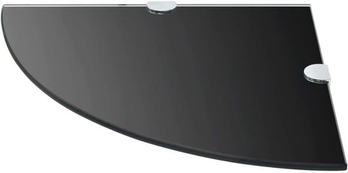 vidaXL Black Tempered Glass Corner Wall Shelf - Compact Design