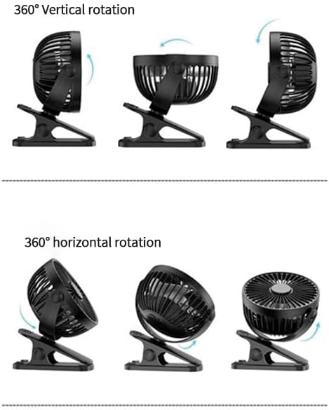Mini Clip on Fan, 4 Inches - 2500mAh Rechargeable Battery Operated Stroller Fan for Bed, Outdoors, Car Seat (Blue)