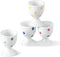 Cinf Ceramic Polka Dots Egg Cup Gift Set of 4 - Porcelain Breakfast Holder for Boiled Cooking Tools