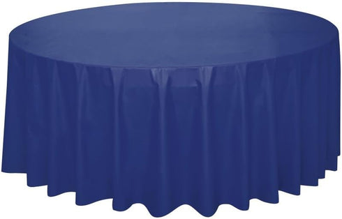 True Navy Blue Solid Round Plastic Table Cover (84") 1 Count - Premium Quality & Elegant Design for Events