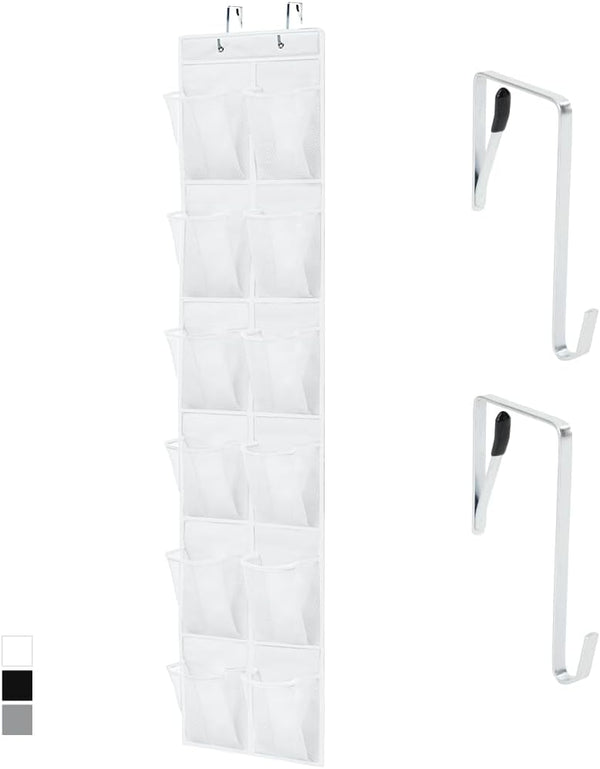 GORILLA GRIP Over the Door Shoe Organizer, 12 Large Breathable Mesh Pockets,