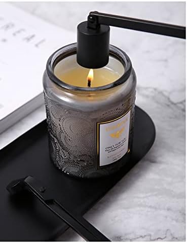MUXSAM 4 in 1 Candle Accessory Set - Wick Trimmer, Dipper, Snuffer, Storage Tray, Candle Care Tools (Black)