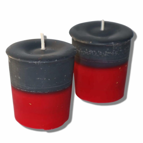 PROTECTION BLEND Palo Santo Sandalwood Scent Red Black Votive Candle for Protection, Mini Spell Candles, Strong Scented