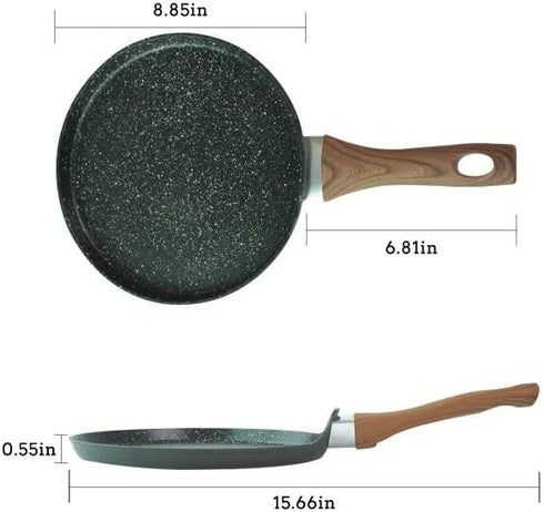 Nonstick 8.5 Inch Crepe Pan, Fry Pans for Cooking Eggs, Omelettes, Non-Stick Marble Coating Skillet