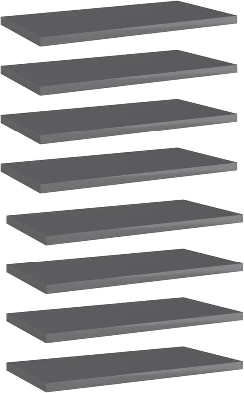 vidaXL Engineered Wood Bookshelf Boards - High Gloss Gray Replacements, Durable Storage