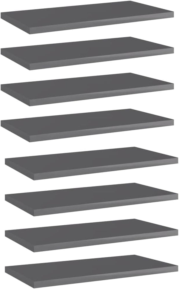 vidaXL Engineered Wood Bookshelf Boards - High Gloss Gray Replacements, Durable Storage