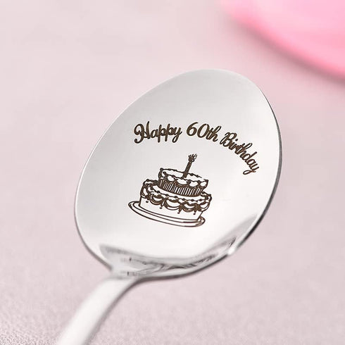 Happy 60th Birthday Spoon Gifts for Women, Men Birthday Gift for 60 Year Old Dad, Mom, Sister, 60th Birthday Gifts