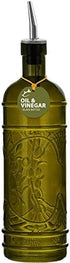 Couronne Company Olive Branch Recycled Glass Oil or Vinegar Bottle, 11 Inch Tall, 16.1 Ounce, Vintage Green