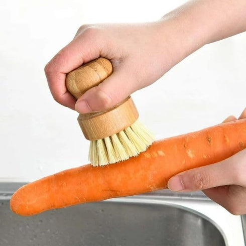 1 Pcs Palm Wooden Dish Scrubber Brush, Durable Bamboo Dish Brush for Cleaning Pots and Pans in Kitchen