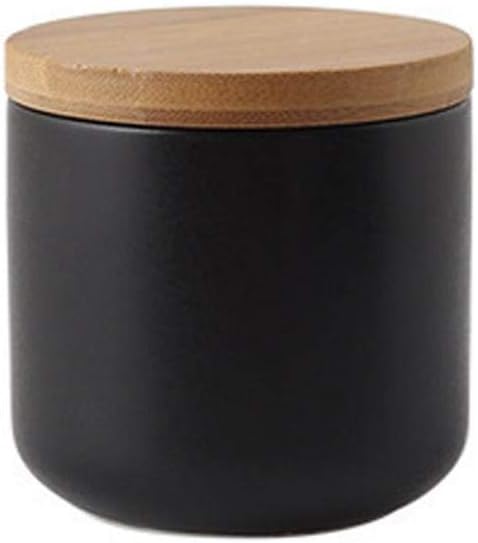 Ceramics Food Storage Jar with Airtight Seal Bamboo Lid, Simple Kitchen Canister for Coffee, Sugar, Tea