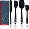 Culinary Couture 4-Piece Black Silicone Baking Spatula Set - Rubber Spatulas Silicone Heat Resistant up to 608°F, BPA-Free - Silicone Spatula Set for Nonstick Cookware - Silicone Baking Utensils