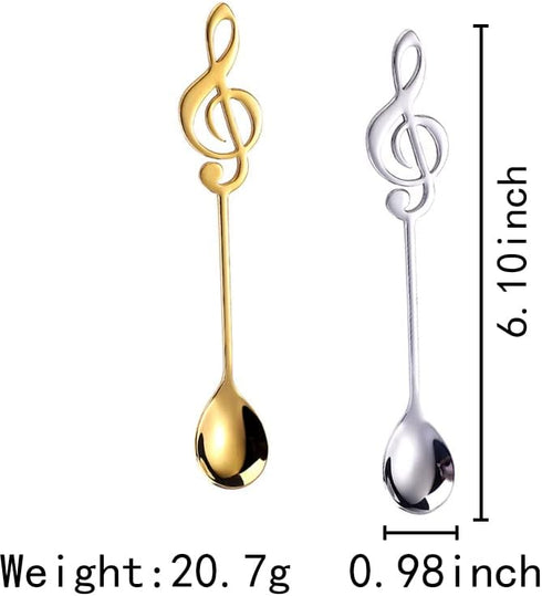 Music Note Spoons for Music Lovers, Stainless Steel Coffee Spoons Set of 2 (Gold + Silver)