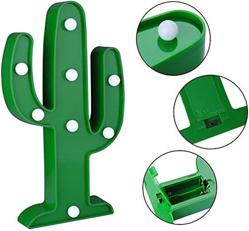 YiaMia LED Night Light - Cactus Table Lamp for Kids' Room, Green Gift for Bedroom Party Home Decorations