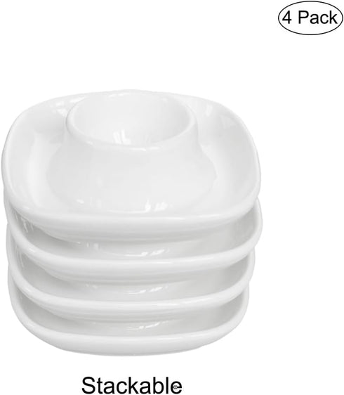 Bealuffe (4 Pack) Ceramic Egg Cups for Soft Boiled Eggs, Egg Holder Porcelain Egg Dish for Breakfast for Easter