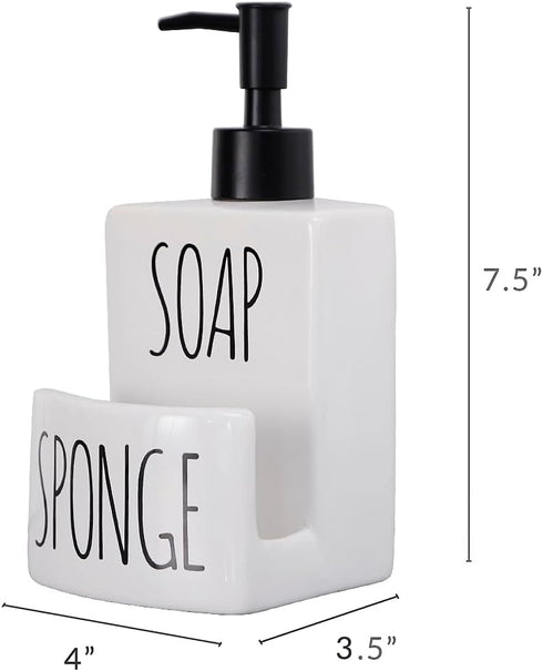 ADAVAS.Y&G Set 2-in-1 Countertop Ceramic Dish soap Dispenser with Sponge Holder Hand and Dish Soap Dispenser