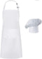Hyzrz Chef Apron Hat Set - Adjustable Kitchen Apron with Butcher Hat for Men and Women, Father's Gift in White