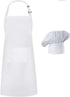 Hyzrz Chef Apron Hat Set - Adjustable Kitchen Apron with Butcher Hat for Men and Women, Father's Gift in White