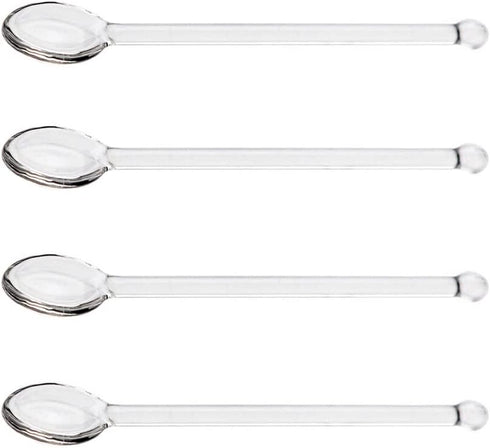 4 Pcs Clear Glass Tea Spoon, Long Handle Stirring Spoon for Coffee, Iced Tea, Cocktail, Dessert