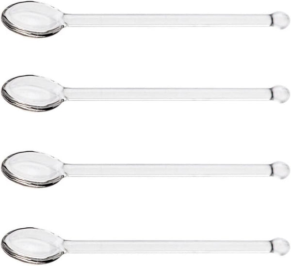 4 Pcs Clear Glass Tea Spoon, Long Handle Stirring Spoon for Coffee, Iced Tea, Cocktail, Dessert