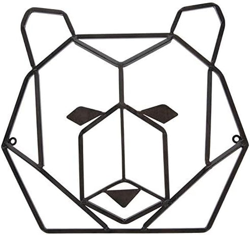 Everydecor Rustic Geometric Bear Head Metal Wall Art Decor for Home Office Kitchen Living Room Bedroom
