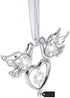 Matashi Chrome Plated Crystal Studded Silver Love Doves Birds Ornament with Heart, Romantic Gift for Christmas