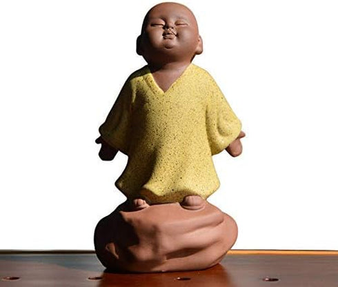 Kingzhuo Ceramic Cute Buddha Statue Monk Figurine - Creative Baby Crafts Dolls Ornaments, 4'' High