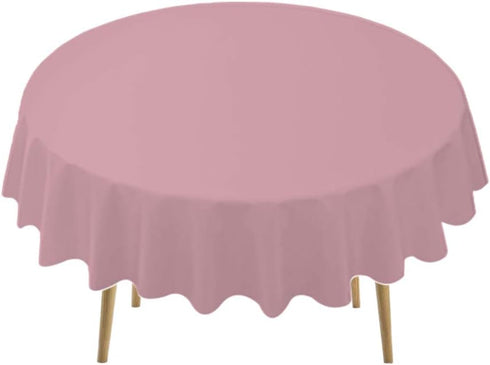 Pink Plastic Tablecloths 2 Pack - Disposable 84 Inch Circle Table Covers for BBQ, Birthday, Wedding, 6 ft Round Use