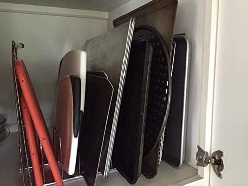 Slideep Pot Pan Lid Holder - Drying Rack and Bakeware Lid Storage Organizer for Pantry and Cabinet