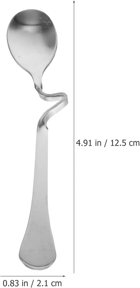 SOLUSTRE 6pcs Stainless Steel Espresso Spoons with Curved Handle, Dessert Spoons for Honey Milk Coffee Mixing