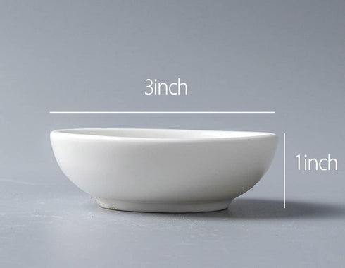 4pcs White Ceramic Seasoning Dishes Dipping Bowls Appetizer Plates,3 inch by Mozacona