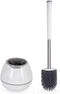 BOOMJOY Toilet Brush and Holder Set, Silicone Toilet Bowl Cleaner with Tweezers, Bathroom Accessories - White