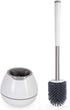 BOOMJOY Toilet Brush and Holder Set, Silicone Toilet Bowl Cleaner with Tweezers, Bathroom Accessories - White