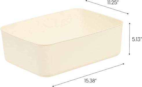 IRIS USA Plastic Basket Bin & Lid, Medium, 4-Pack, Stackable Storage Organizer Bins for Kitchen & Bathroom