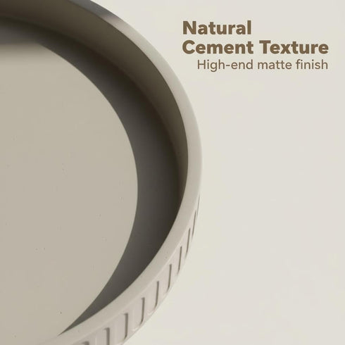 12in 100% Decorative Tray for Coffee Table Tray Decor, Gray Solid Concrete Decorative Round Tray for Kitchen, Living