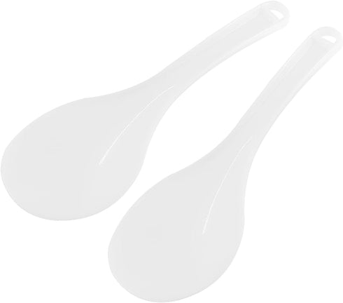 2PCS Plastic Rice Paddle Spoon, Non-Stick Rice Scoop, 7.87 Inch Rice Serving Spoon (White E)