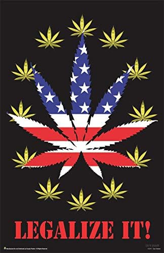 Legalize It! - Stars & Stripes Pot Leaf Marijuana Poster, 11" x 17"