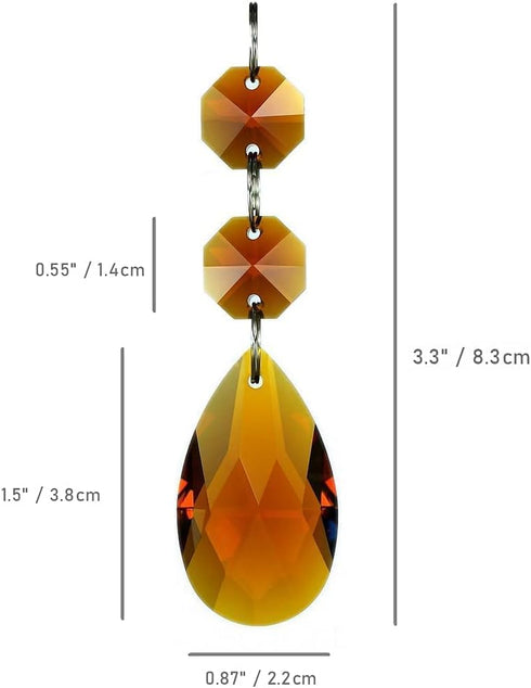 20pcs 38mm Teardrop Chandelier Crystals Pendant Replacement Prism Suncatcher Parts Connected Glass Octagon Beads