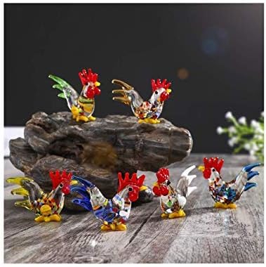 Crystalsuncatcher Handmade Mini Cock Art Glass Blown Animal Figurine (Cock)
