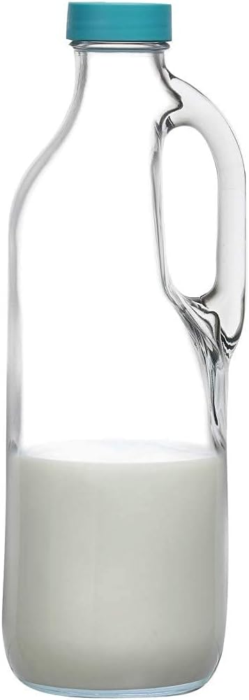 2 47oz Pc Clear Glass Pitchers with Handles and Lids - Airtight Refrigerator Water Juice Jugs for Kitchen