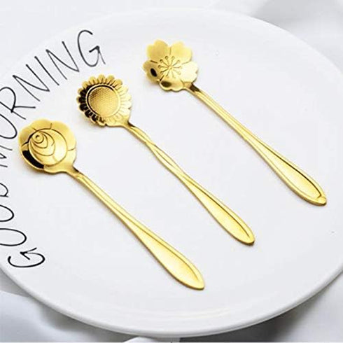 12-Pack Flower Spoons by IRONX, 18/0 Stainless Steel, Creative Cute Tableware, Mini Teaspoon Dessert Spoons