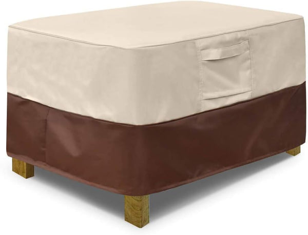 Vailge Rectangle Patio Ottoman Cover, Waterproof Outdoor Ottoman Cover with Padded Handles,