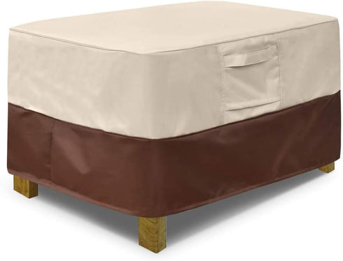 Vailge Rectangle Patio Ottoman Cover, Waterproof Outdoor Ottoman Cover with Padded Handles,