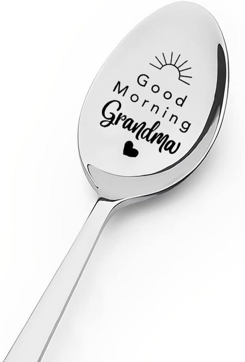 Grandma Mothers Day Gifts, Good Morning Grandma Spoon for Mimi Birthday Gift from Grandchildren