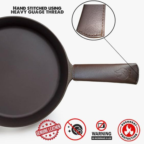 Leather Cast Iron Skillet Pan Handle Cover, Standard 4.5, Thick Heat Resistant Holder for Skillets
